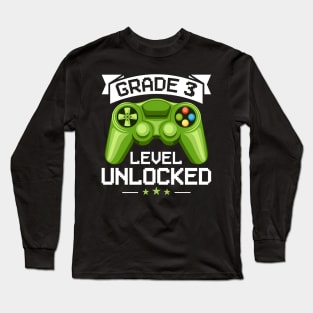 Grade 3 Level Unlocked Video gamer 3rd Grade Pupil Long Sleeve T-Shirt